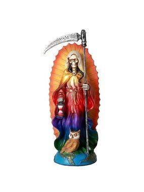 Santa Muerte Rainbow Altar Statue 7"